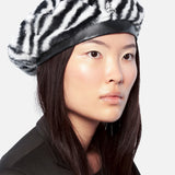 Faux Fur Beret Black