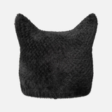 Faux Fur Pointed Beanie Black