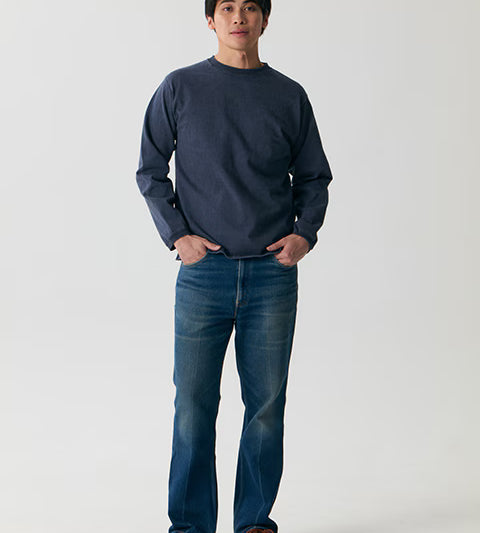 Heavy Jersey Long Sleeve Crew T-Shirt Navy