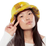 Faux Fur Bucket Yellow Plaid