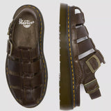 Wrenlie Leather Fisherman Sandals Dark Brown