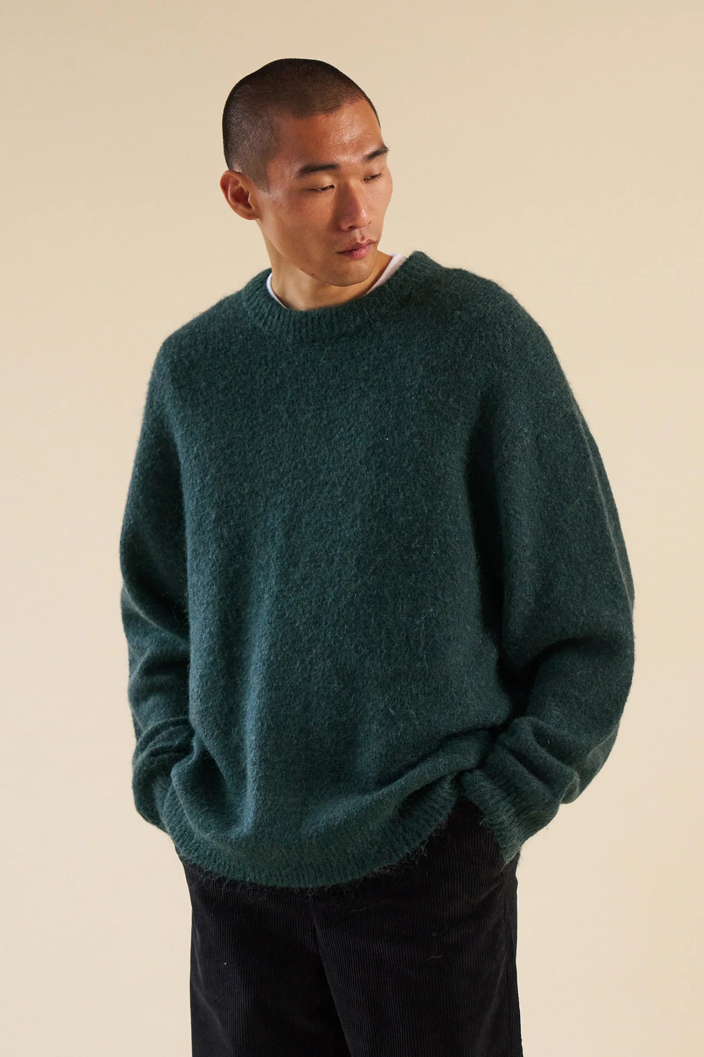 Megztinis BOUND BAXTER MOHAIR BLEND SWEATER - BOTTLE GREEN UNISEX