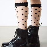 Short Heart Mesh Socks Black