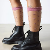 Short Heart Mesh Socks Dusty Rose