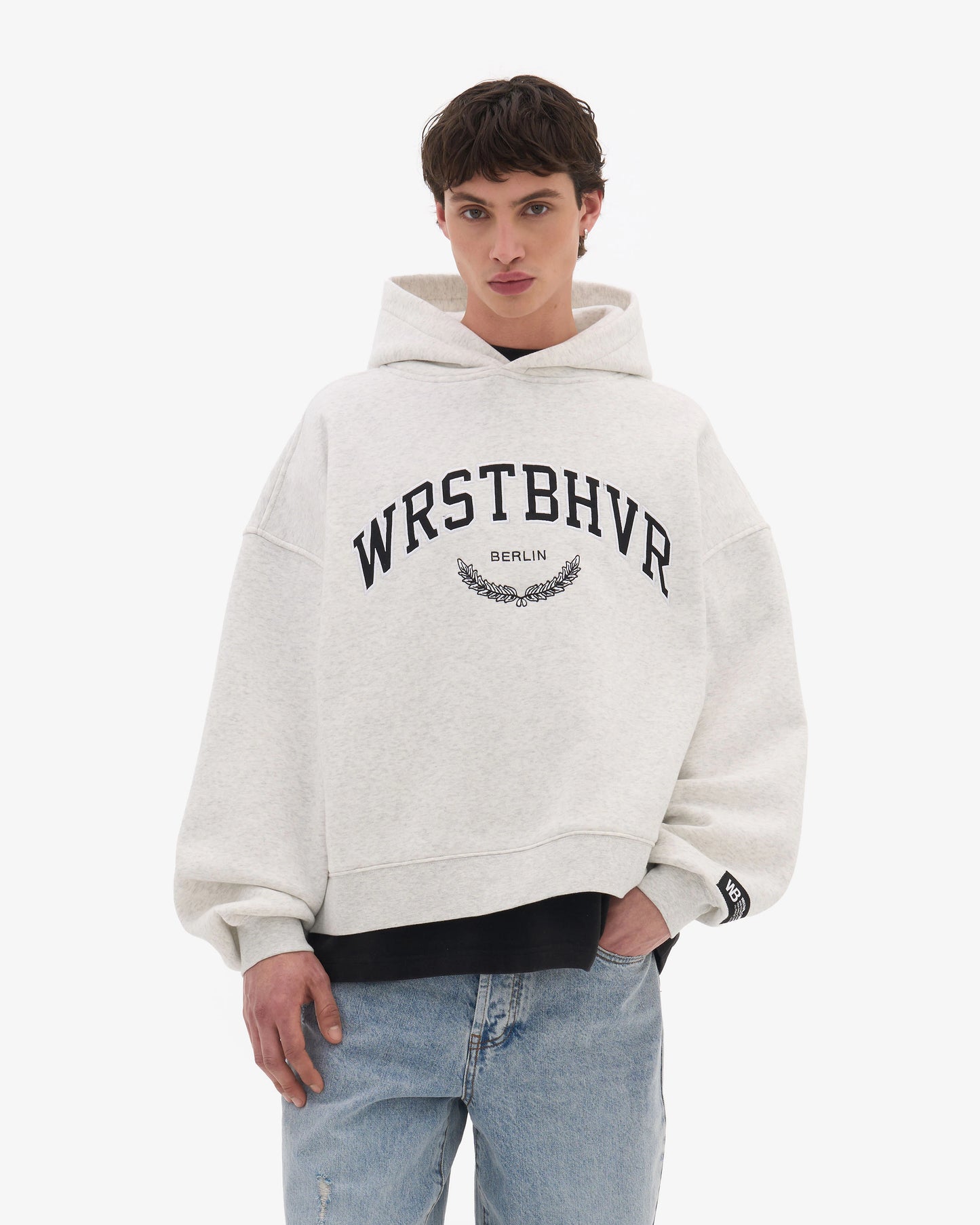 WRSTBHVR OFFBEAT V2 WHITE GREY MELAGNE HOODIE