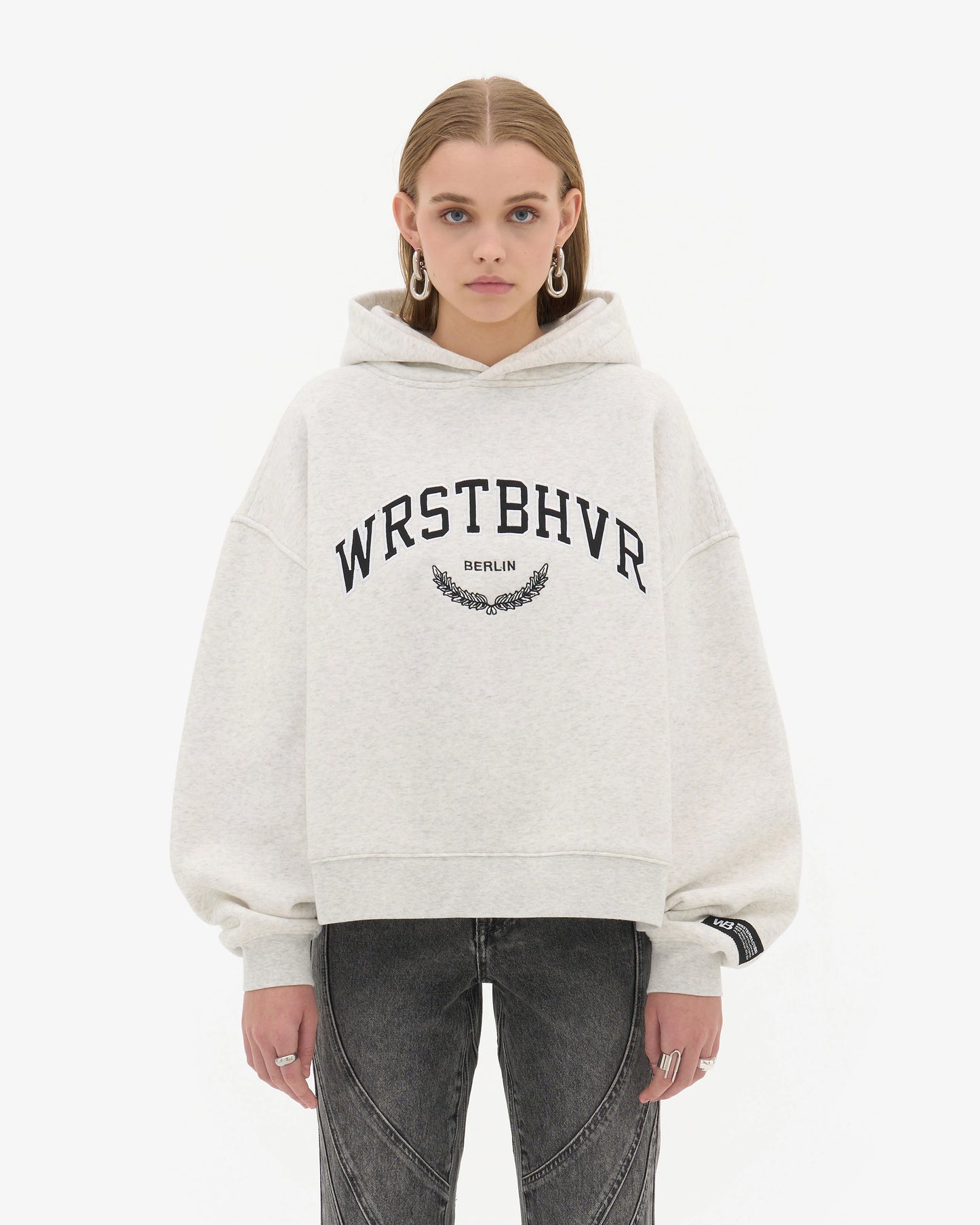 WRSTBHVR OFFBEAT V2 WHITE GREY MELAGNE HOODIE