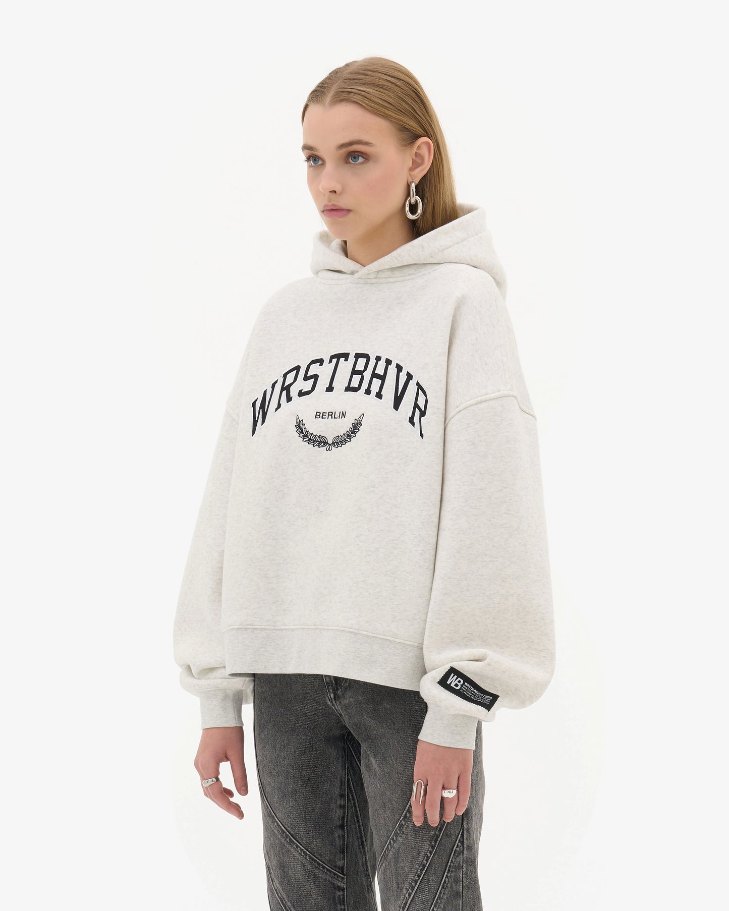 WRSTBHVR OFFBEAT V2 WHITE GREY MELAGNE HOODIE