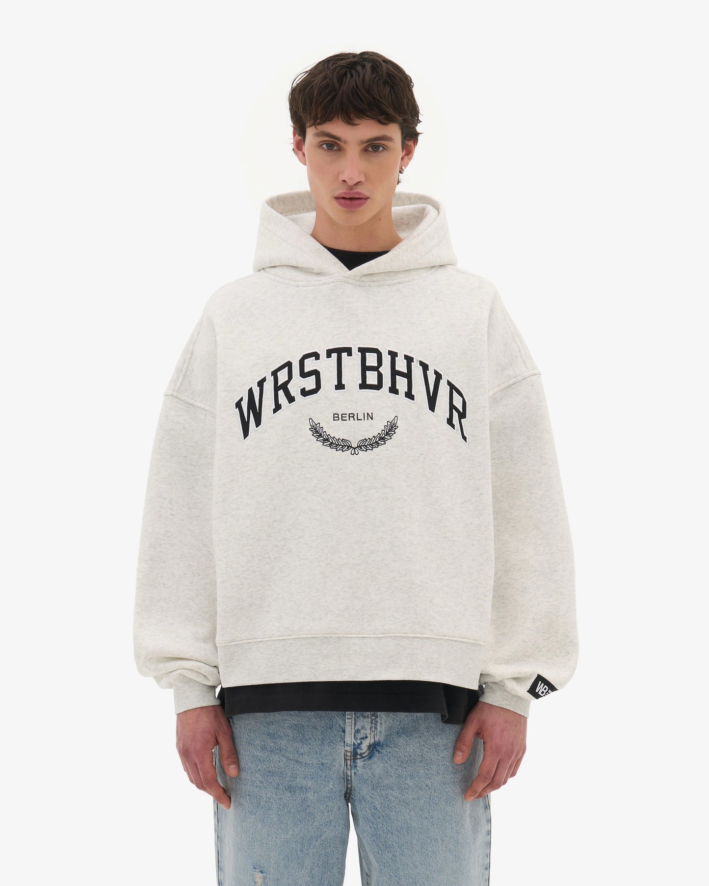 WRSTBHVR OFFBEAT V2 WHITE GREY MELAGNE HOODIE