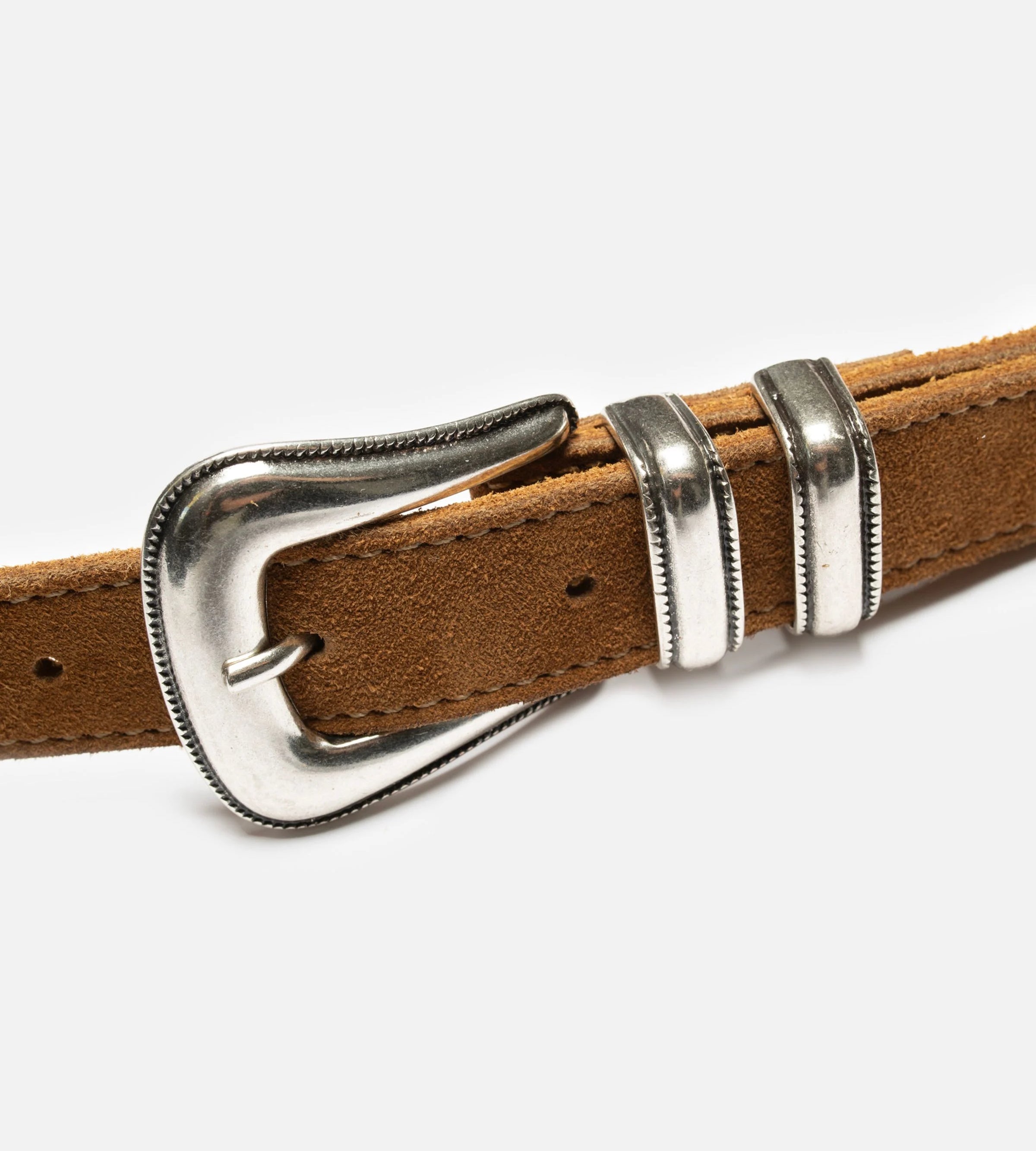 Western Suede Silver Belt Tobacco