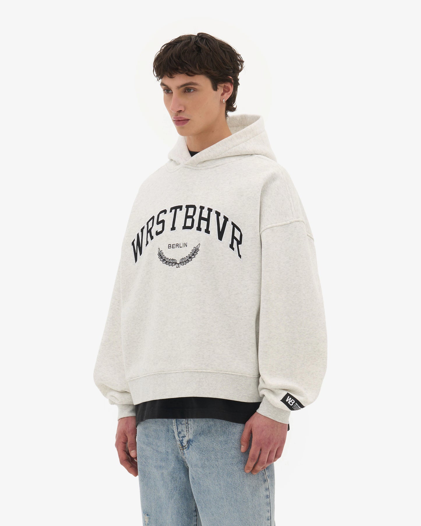 WRSTBHVR OFFBEAT V2 WHITE GREY MELAGNE HOODIE