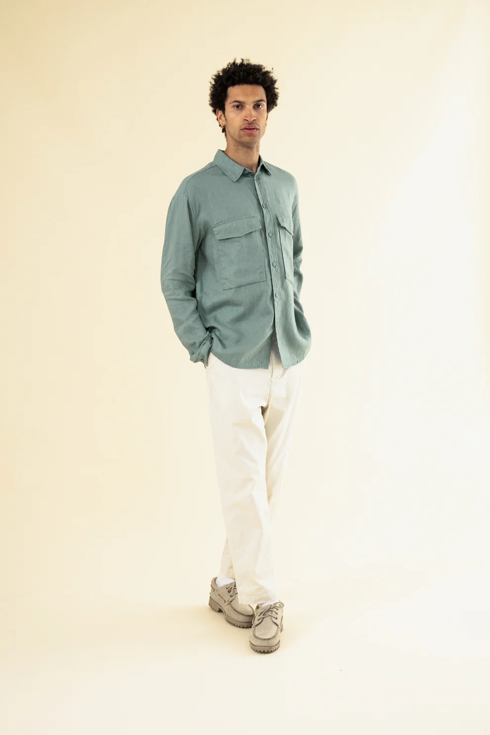 BOUND PREMIUM LINEN LS SHIRT - AQUA