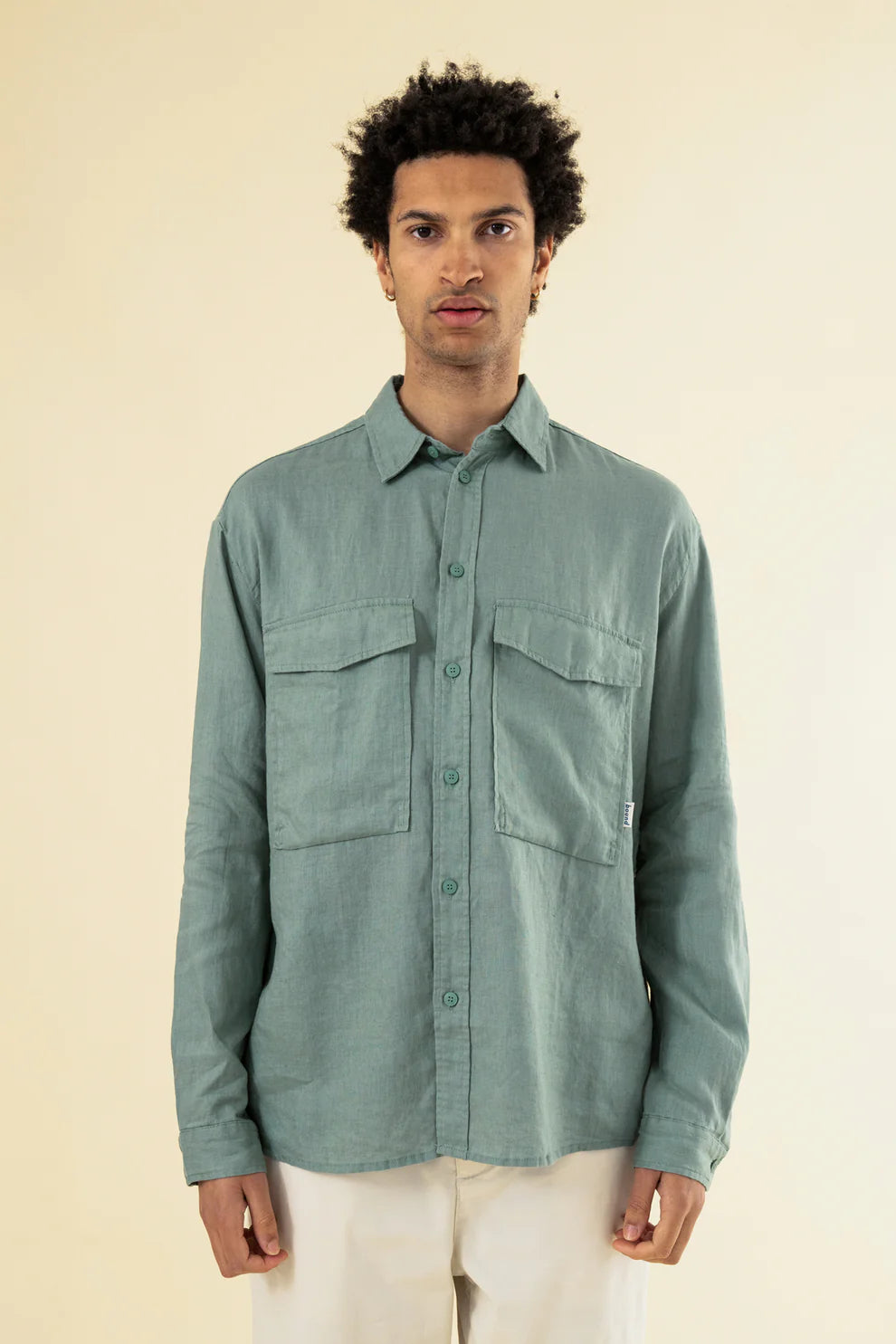 BOUND PREMIUM LINEN LS SHIRT - AQUA