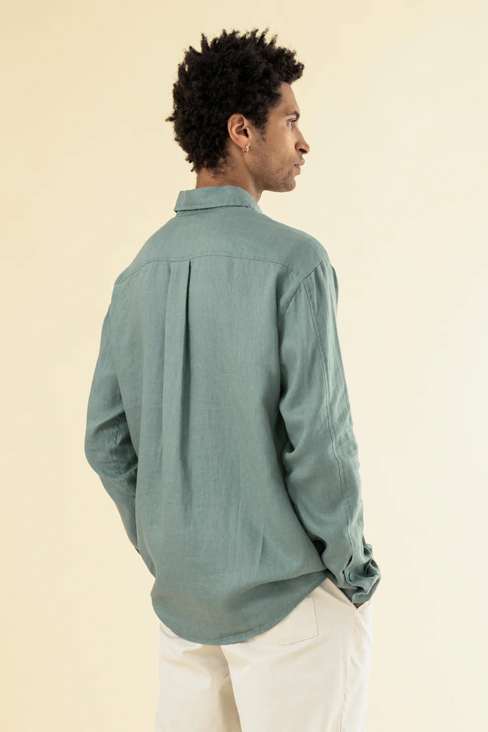 BOUND PREMIUM LINEN LS SHIRT - AQUA