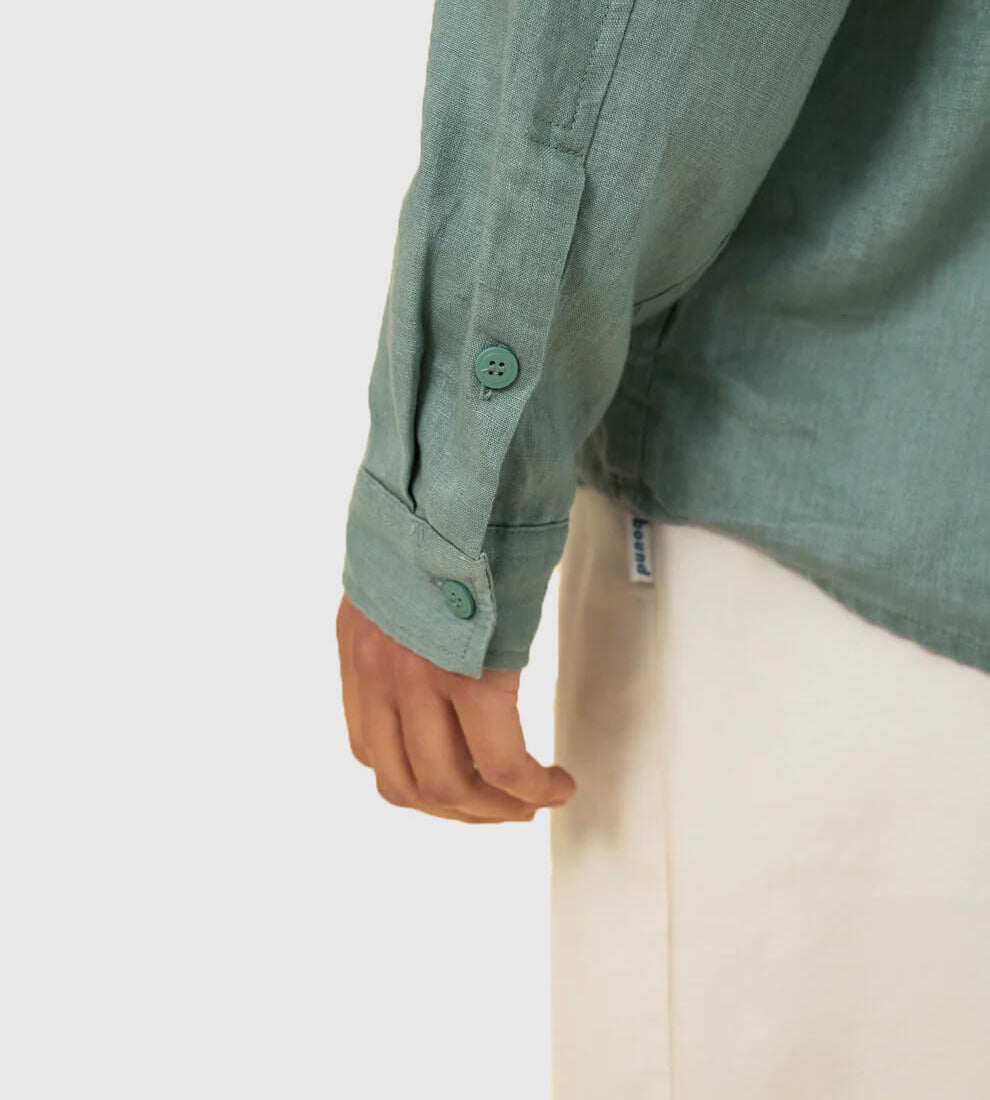 BOUND PREMIUM LINEN LS SHIRT - AQUA