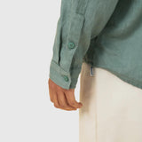 BOUND PREMIUM LINEN LS SHIRT - AQUA