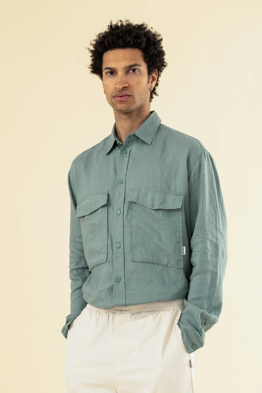 BOUND PREMIUM LINEN LS SHIRT - AQUA