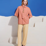 Ochre Boxy Shirt with Tie Pins
