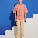 Ochre Boxy Shirt with Tie Pins