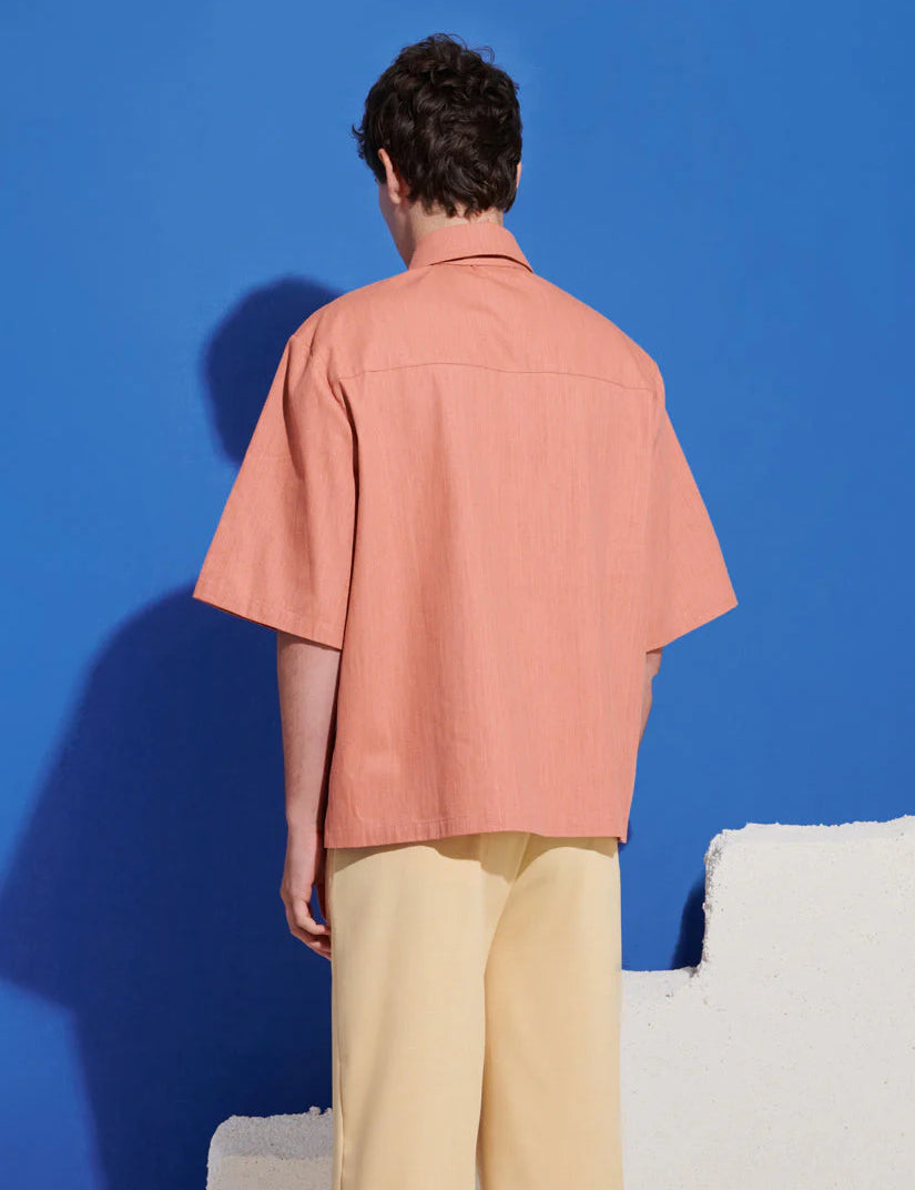 Ochre Boxy Shirt with Tie Pins