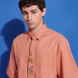 Ochre Boxy Shirt with Tie Pins