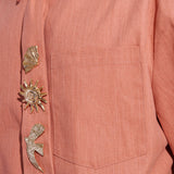 Ochre Boxy Shirt with Tie Pins
