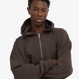 Organic Oversized Zip Hood Coffee Brown
