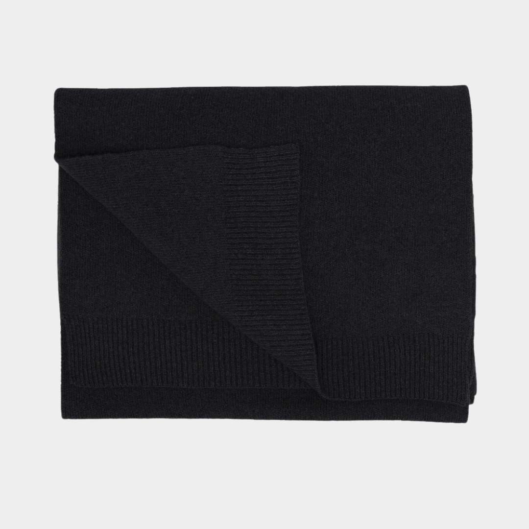 Merino Wool Scarf Deep Black