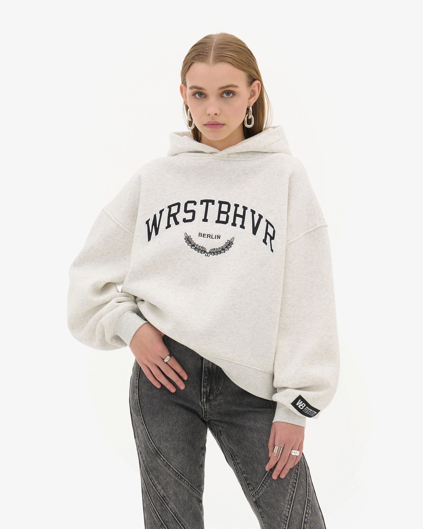 WRSTBHVR OFFBEAT V2 WHITE GREY MELAGNE HOODIE