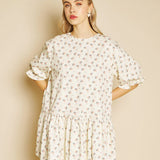 Pêche Ditsy Denim Mini Dress