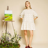 Pêche Ditsy Denim Mini Dress