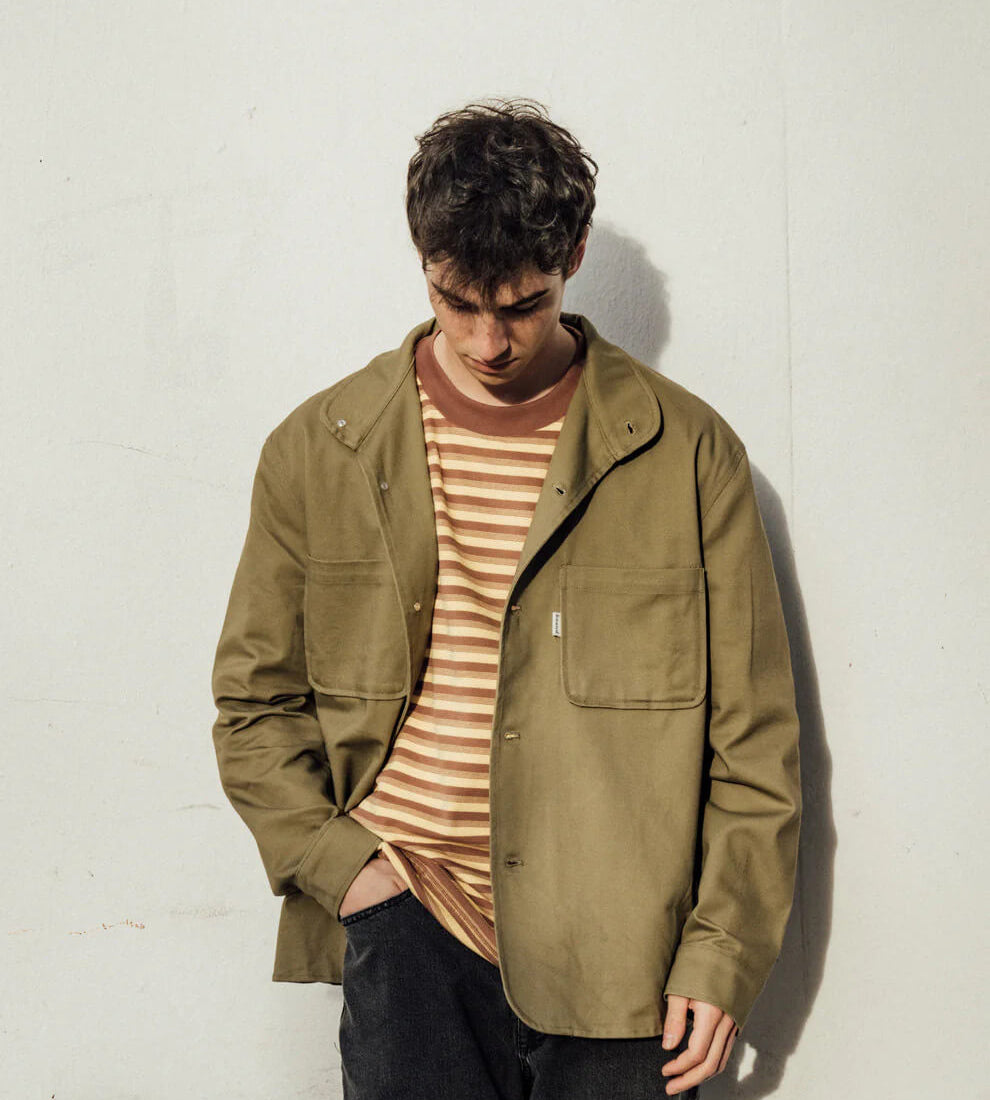 BOUND PEACHED STRIPE TEE - BROWN & YELLOW