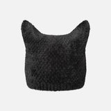 Faux Fur Pointed Beanie Black