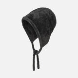 Faux Fur Knit Bonnet Black