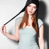 Faux Fur Knit Bonnet Black