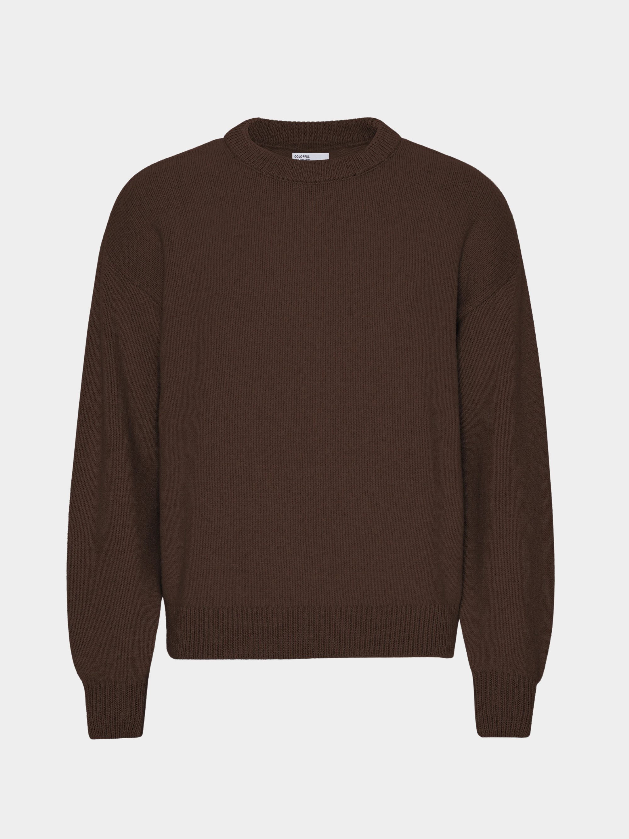 Oversized Merino Wool Crew Coffee Brown