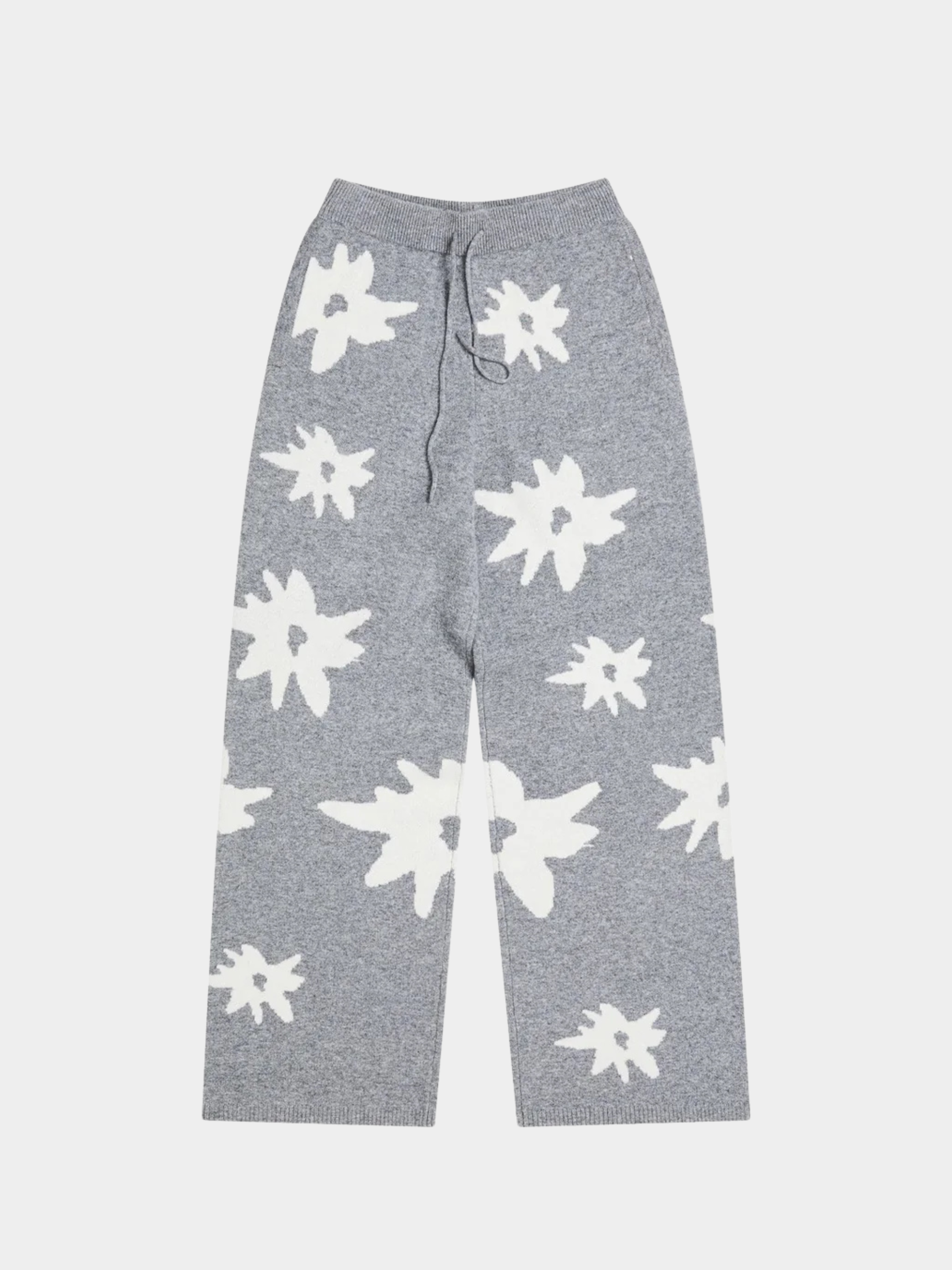Edelweiss Flower Knit Trousers - Grey Melange