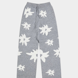 Edelweiss Flower Knit Trousers - Grey Melange