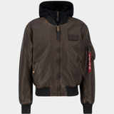 MA-1 D-Tec Faux Leather Bomber Jacket Vintage Brown