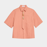 Ochre Boxy Shirt with Tie Pins
