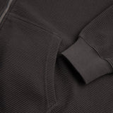 Waffle Zip Hoodie - Dirty Black