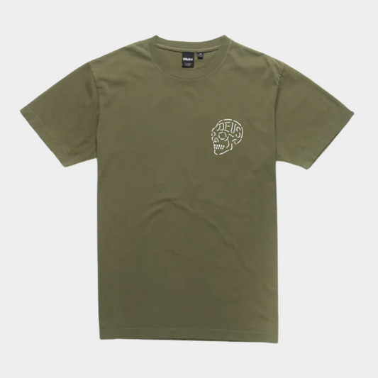 DEUS T-SHIRT FOREST GREEN VENICE SKULL