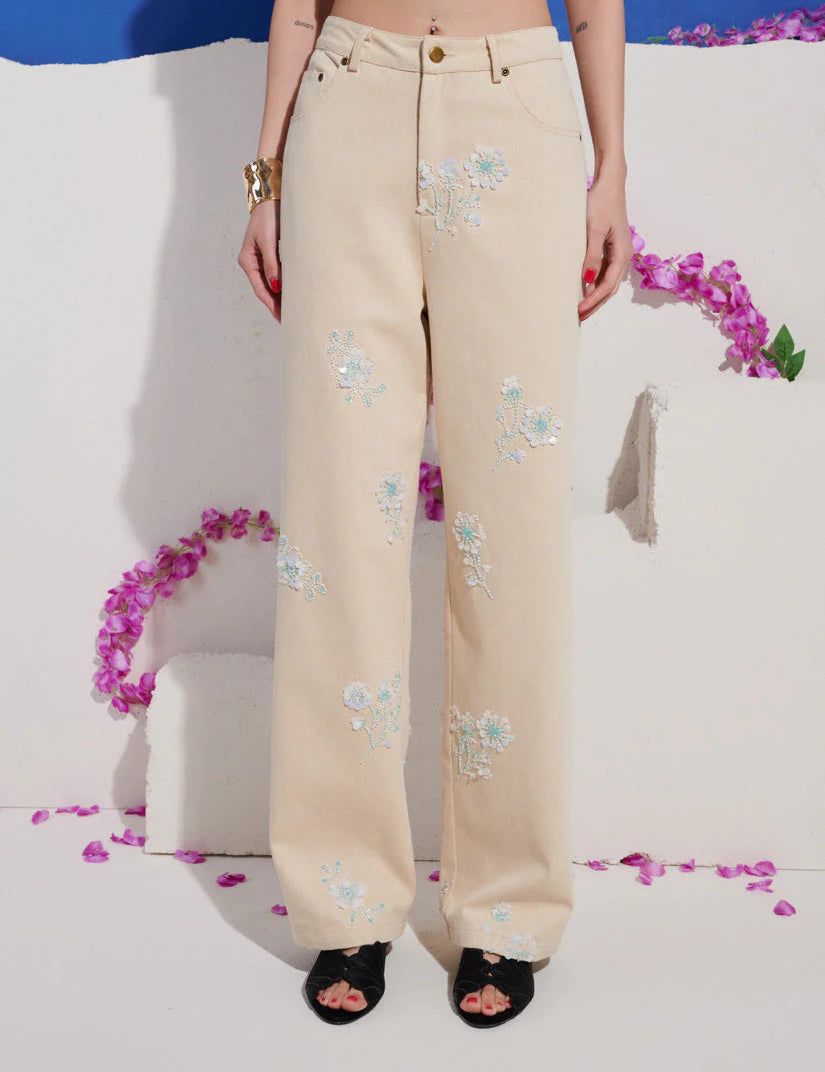 Almond Embellished Jeans