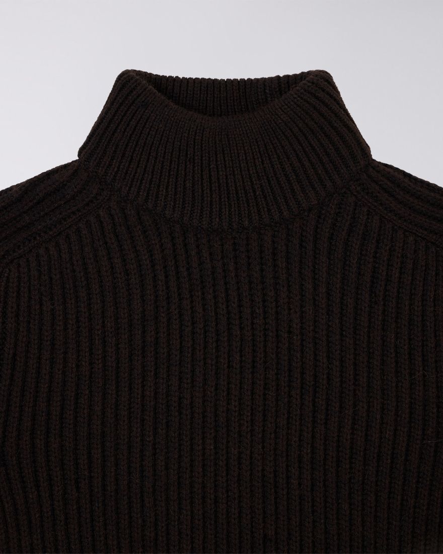 EDWIN RONI HIGH COLLAR SWEATER DARK BROWN