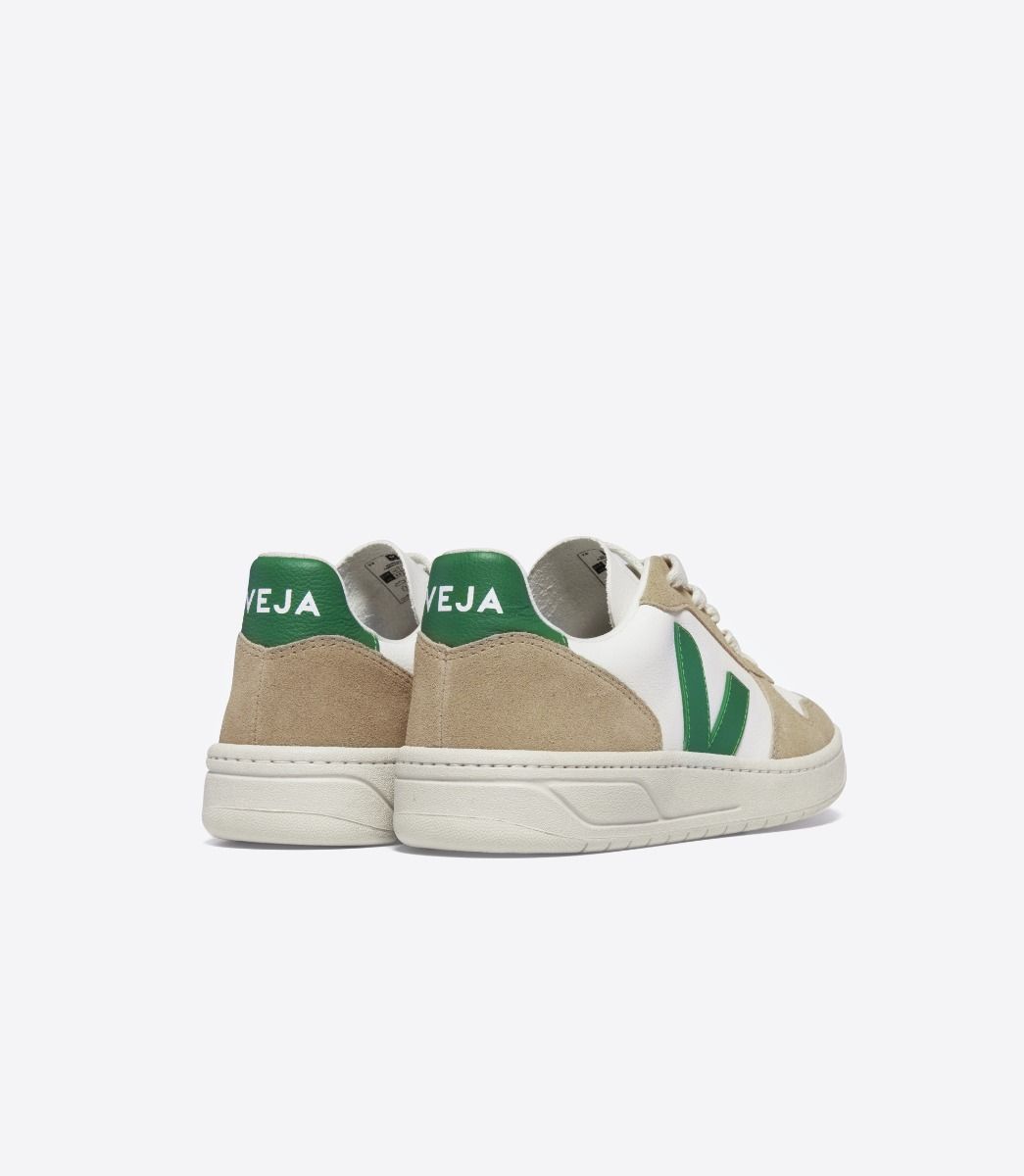 VEJA V-10 CHROMEFREE LEATHER WHITE EMERAUDE SAHARA