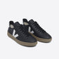 VEJA V-12 LEATHER BLACK WHITE DUNE